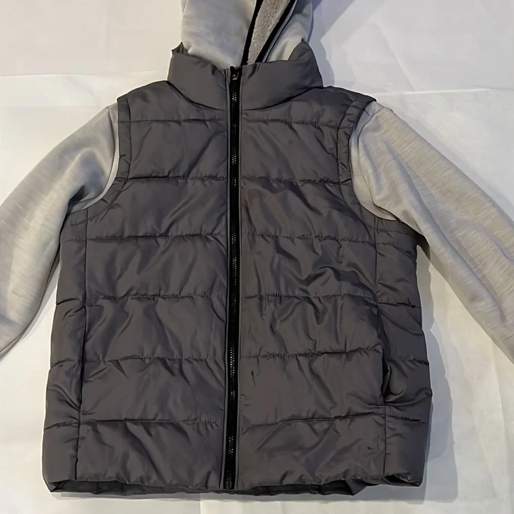 Old Navy Kids Med (12) Black Puffer and Grey Hoodie Jacket